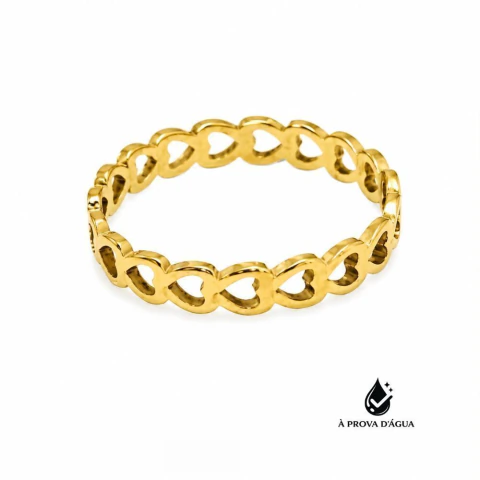 Anel Corações Invertidos Dourado