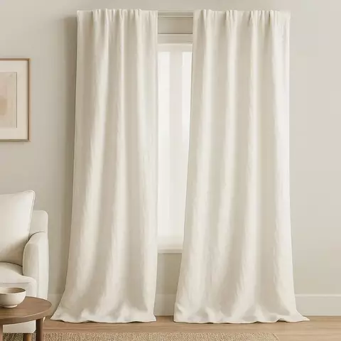 Juego de Cortina Gasa Tusor cey Presilla Escondida - Viento Textil | Blanquería y textiles para el hogar
