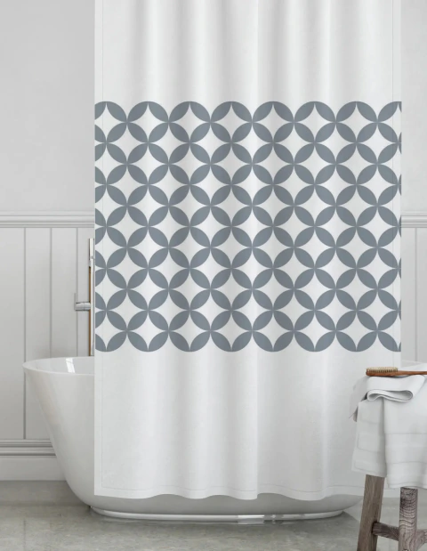 Imagen de Cortina De Baño Premium Estampada + Protector + Ganchos