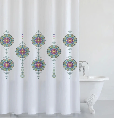 Cortina De Baño Premium Estampada + Protector + Ganchos - Viento Textil | Blanquería y textiles para el hogar