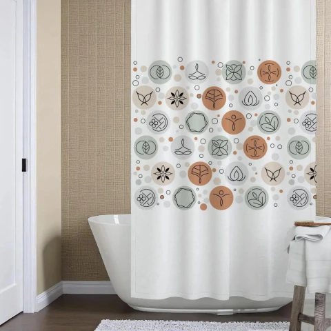 Cortina De Baño Premium Estampada + Protector + Ganchos - comprar online