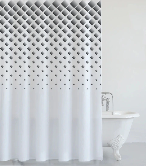 Cortina De Baño Premium Estampada + Protector + Ganchos - Viento Textil | Blanquería y textiles para el hogar