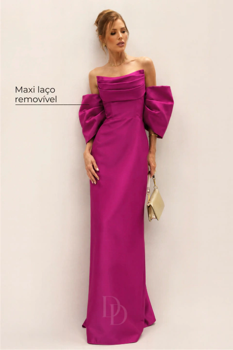 Vestido de Festa Longo Fúcsia 2 em 1 Zibeline – Georgina