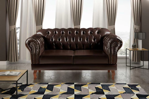 Sofá Chesterfield Dom Pedro 2 Lugares Decoração Retrô Vintage Clássico - comprar online