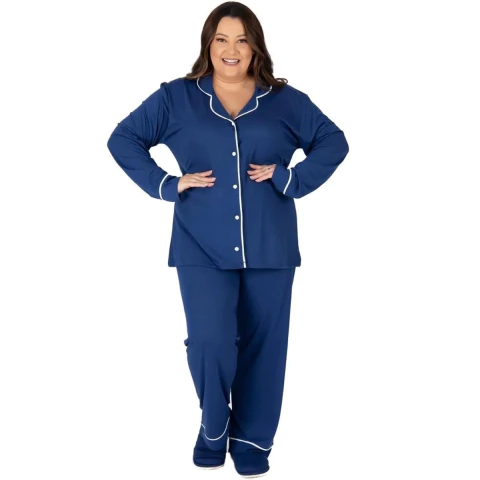 Pijama Plus Size Americano Botões