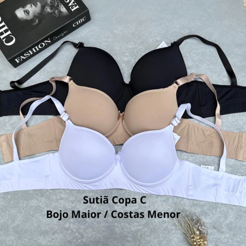 Sutiã Com Bojo Copa C Reforçado Liso Ref 301