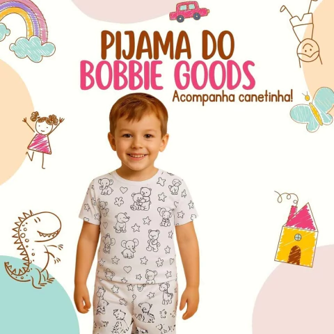 Pijama Infantil Colorir C/ Canetinha Lavável