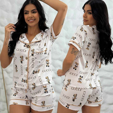 Pijama Botões Blogueira Curto Premium