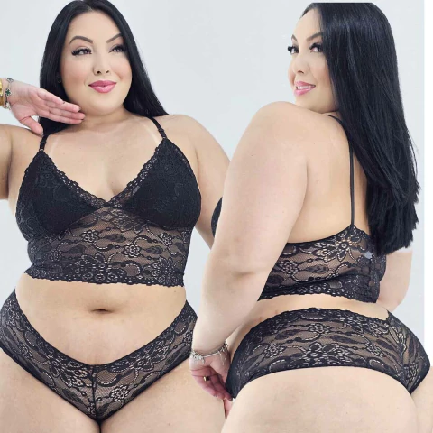 Conjunto Lingerie Plus Size Cropped e Caleçon