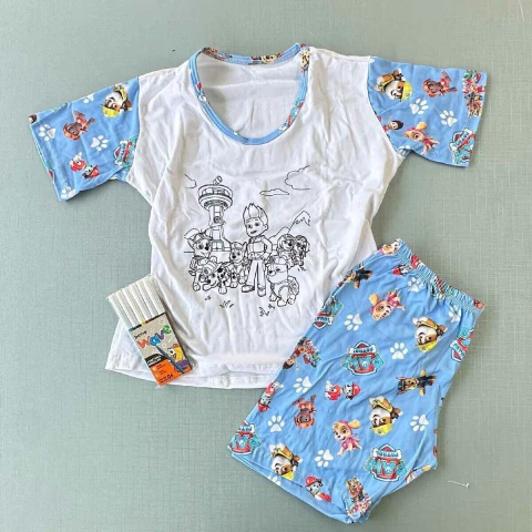 Pijama Infantil Colorir C/ Canetinha Lavável Menino