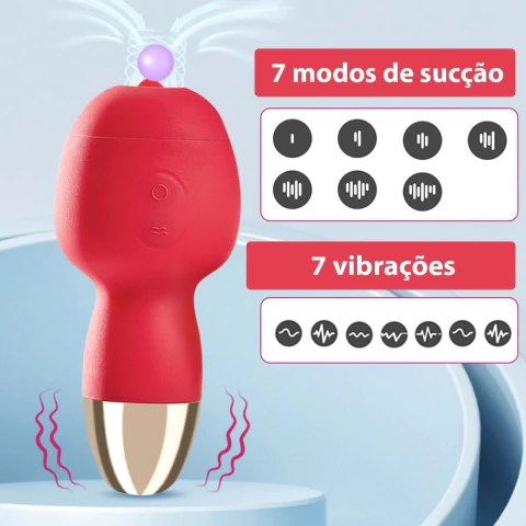 Vibrador Ponto Varinha com Sucção Recarregável USB