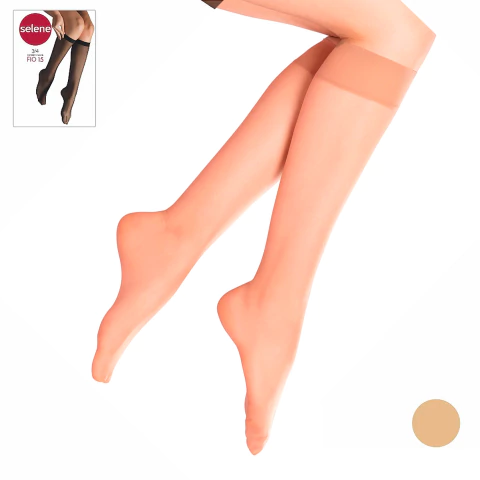 Meia Fina Feminina 3/4 Fio 15 Selene