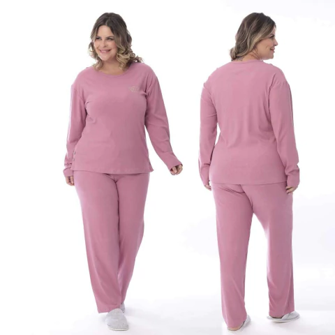 Pijama Inverno Plus Size Canelado Elegance