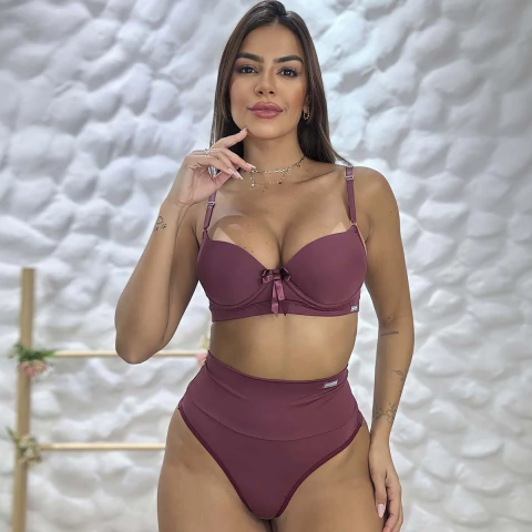 Conjunto Lingerie Calcinha Cintura Alta Fio Duplo
