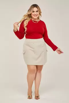 T-shirt Feminina Plus Size Manga Longa Marsala - Tee Conecta na internet