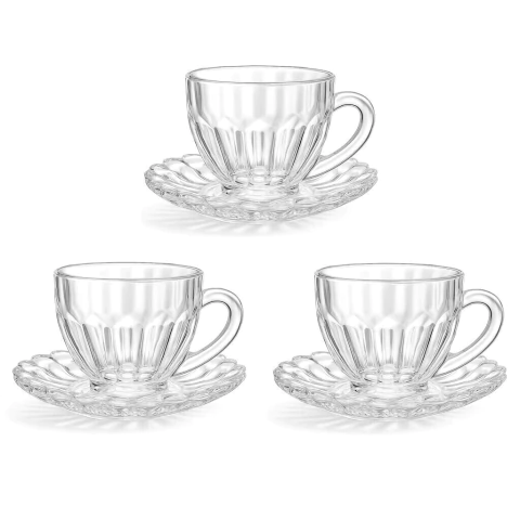 CONJUNTO DE XÍCARAS DE CAFÉ COM PIRES BRASILIANO 110ML 6 PEÇAS SENO 3 XÍCARAS E 3 PIRES