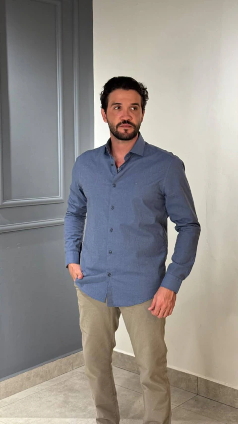 Camisa Aramis ML Fil a Fil Antilia Azul