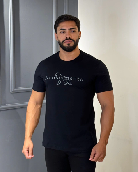 Camiseta Acostamento Casual MC Estampa Preto
