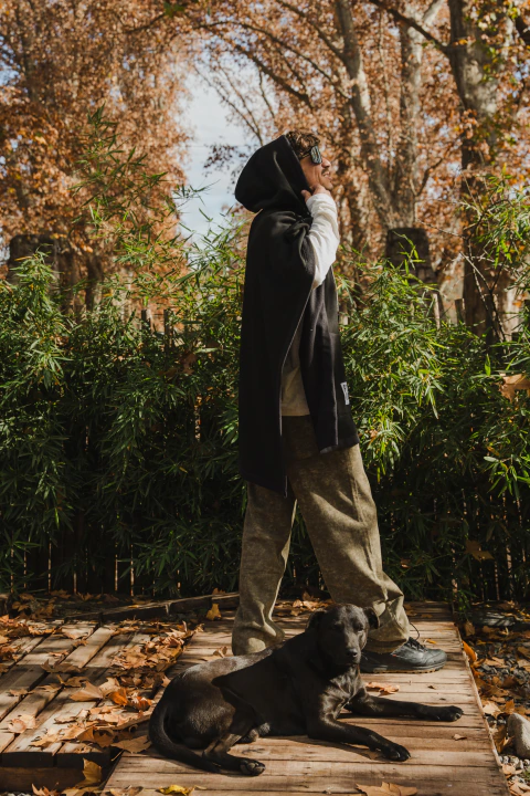 PONCHO SUEDE NEGRO