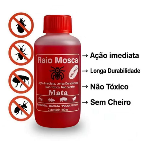Raio Mosca 100Ml - 1 unid - Contra Piolhos, Lendeas, Formigas, Baratas...