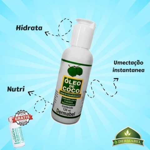 Óleo Capilar Perfumado Óleo de Coco 120 ml Dermabel. Ganhe uma Ampola Grátis. Hidratação capilar - comprar online