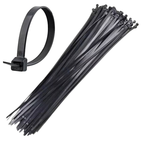 100 Abraçadeira Plástica Nylon Preta 380 x 7,6mm