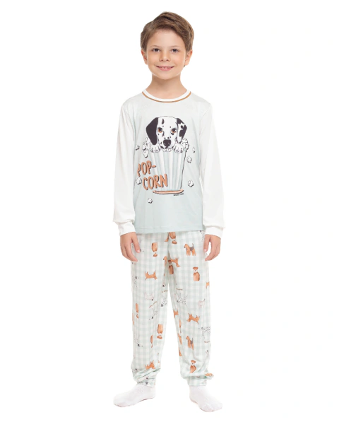 Pijama Infantil Unissex Manga Longa Familia Dog