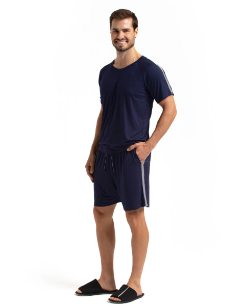 Pijama Masculino Viscolycra Manga Curta Com Fiilete Lateral
