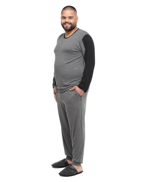 Pijama Masculino Manga Longa Viscolycra Premium Mescla