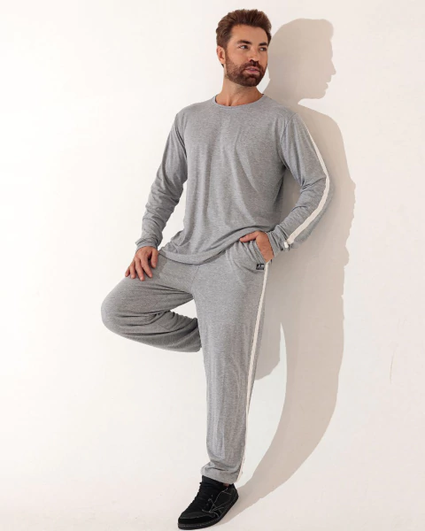 Conjunto Masculino em Viscolycra Mescla Com Punho