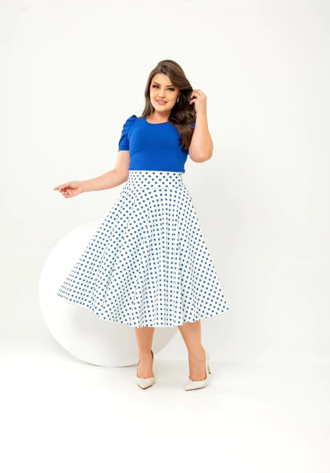 SAIA MIDI AZUL POÁ - comprar online