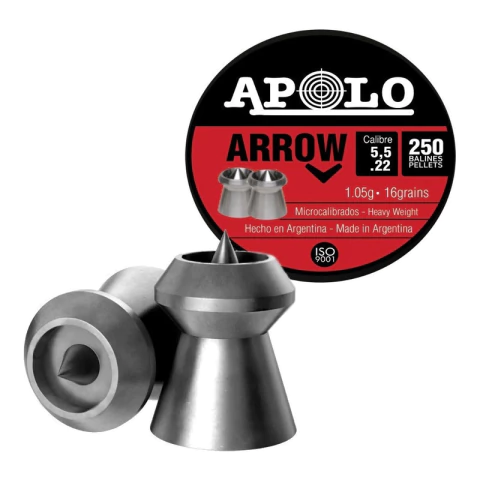 Balines Apolo Arrow 5.5 X250u - Punta Hueca Caza Pluma Swat