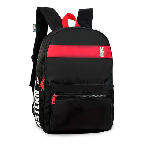 Mochila Logo Nba Negra Roja Reforzada Urbana Diaria