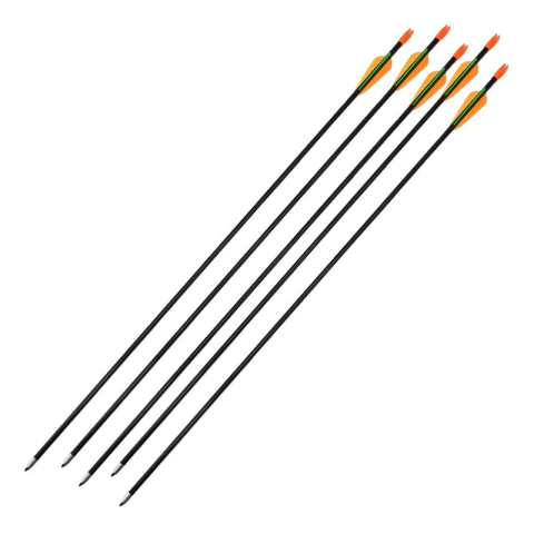 Pack X5 Flechas Fibra De Vidrio 28 Punta Fija Infantil Swat