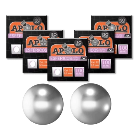 Pack X5 Balines Apolo Esféricos 5.5 Mm X100 Aire Comprimido