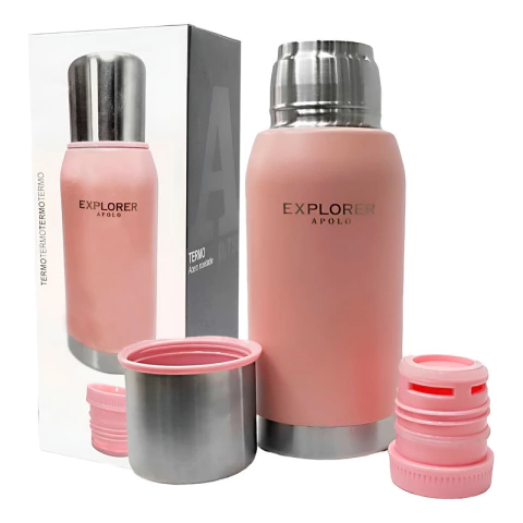 Termo Acero Inoxidable Explorer 750 Ml Rosa 24hs Frio Calor