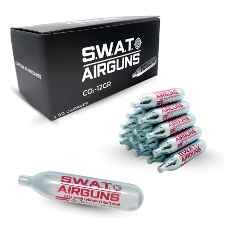 Combo X50 Garrafas Co2 12g Swat Airguns Metal Para Bbs