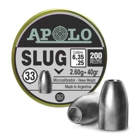 Balines Apolo Slug 6,35 Mm X200 40 Gr Aire Comprimido