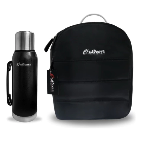 Combo Matero Mochila + Termo Acero Inox 1lt Bolso Viaje Mate