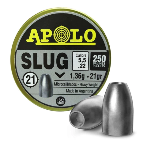 Balines Apolo Slug X250 5.5 Mm - Punta Solida Hueca 21 Gr