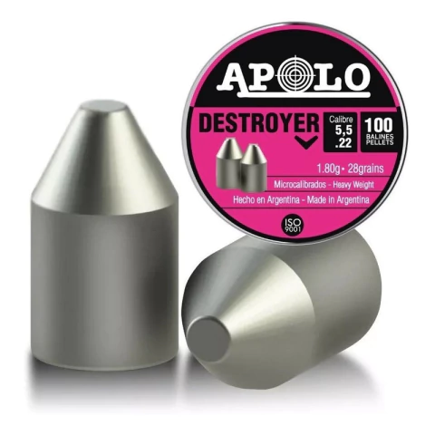 Balines Apolo Destroyer Point 5.5 X100 Punta .22 Caza - Swat