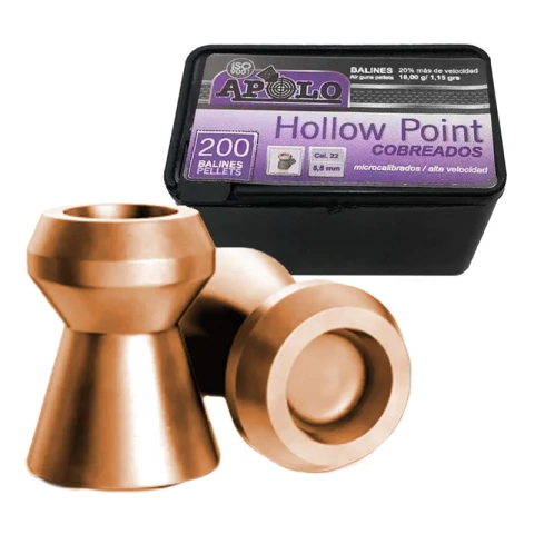 Balines Apolo Hollow Point Cobreados X200 5.5 Mm Caza Aire C