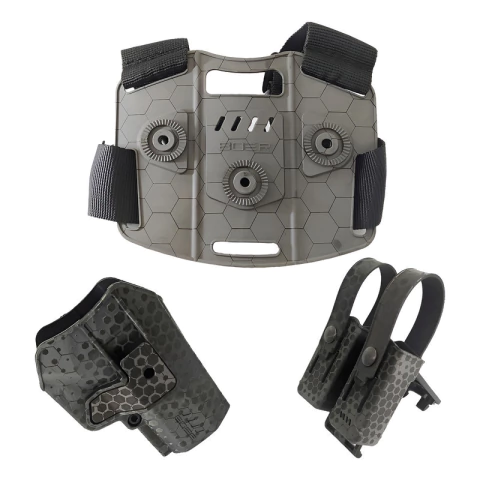 Funda Pistolera Porta Cargador Doble Muslera Táctica Boer