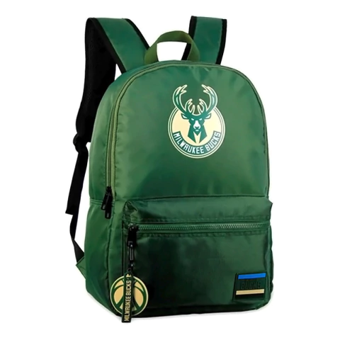 Mochila Nba Milwaukee Bucks Verde Amplia Reforzada Urbana
