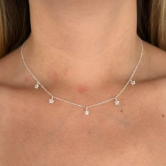 Choker Pingentes Estrela Ponto de Luz Branco