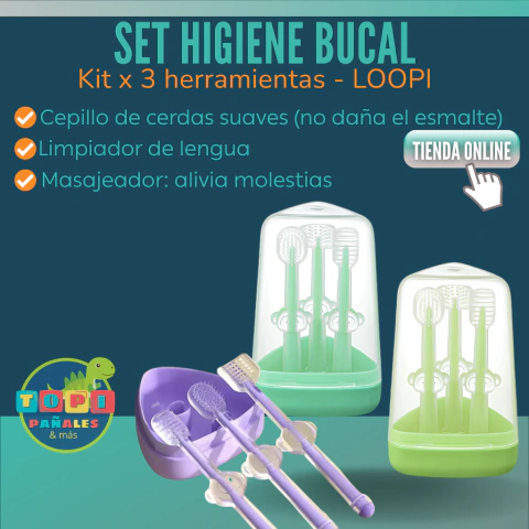 Set Higiene Bucal LOOPI X 3 (limpieza dental)