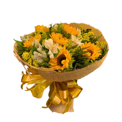 Buquê de Girassol e Astromélias Rustico
