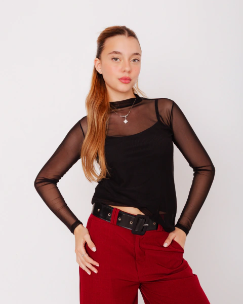 Blusa de Tule Gabi Preta