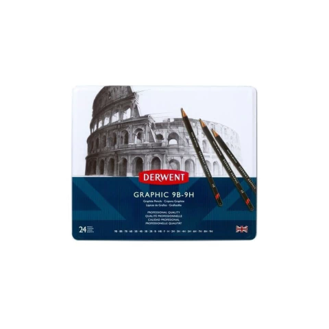 Set Lapices Grafito Graphic 24 Derwent Imp Inglaterra Lata