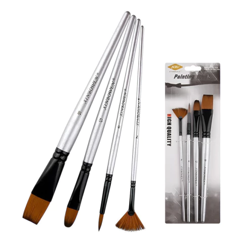 Set 4 Pinceles Acrílico, Oleo, Acuarela Xin Bowen